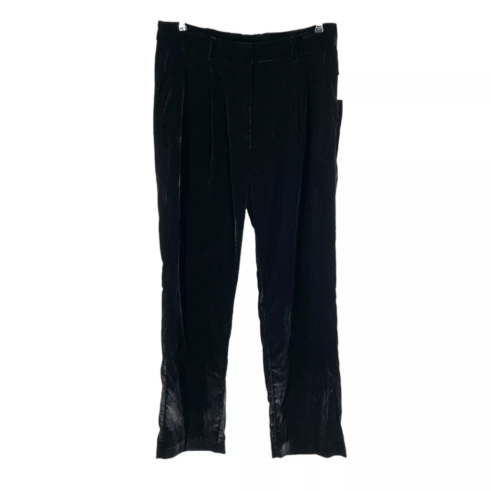 NEW Old Navy Velvet Taylor Pants Womens Size Large Tall Black Wide Leg Trousers
